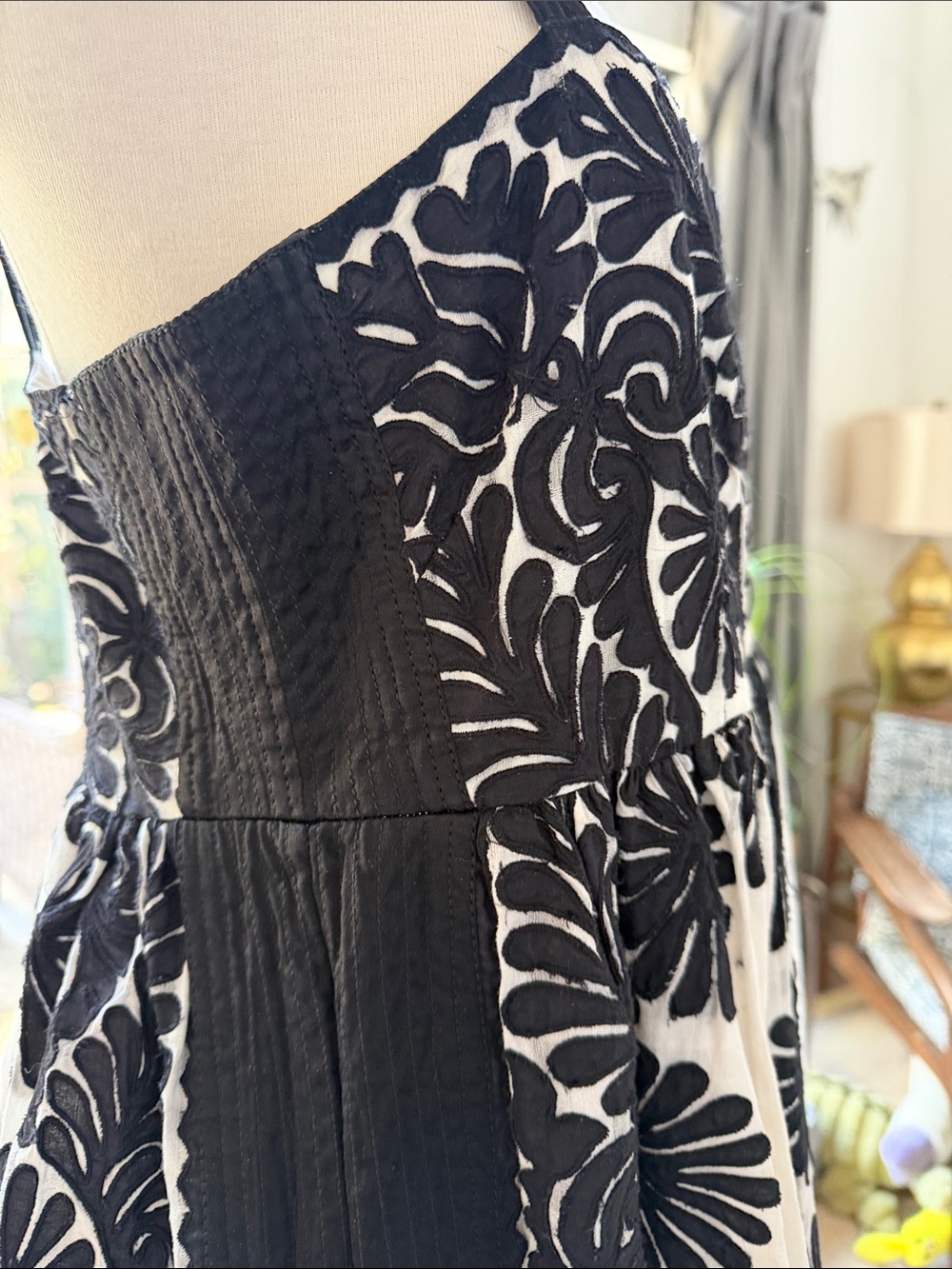 Ulla Johnson Black and White Floral Embroidered Maxi Dress - Picture 2 of 5